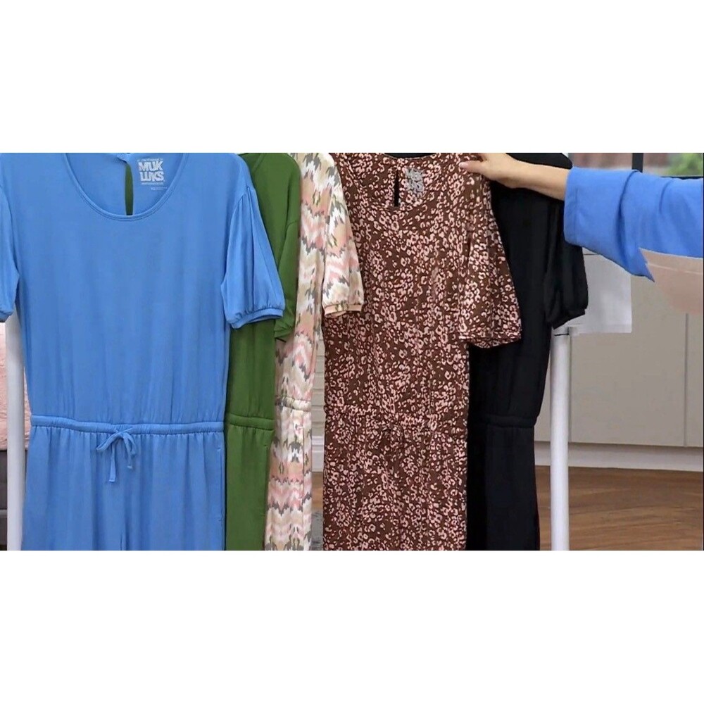 MUK LUKS Dream Cloud Elbow Sleeve Wide Leg Jumpsuit Sz 3X Cocobean Floral